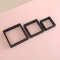 Three square black PE film jewelry floating display boxes in small, medium and large sizes - Black/7*7*2cm