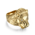 Anello testa di leone oro da uomo con occhi in zircone stile hip hop acciaio inossidabile - 12# / Oro