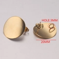 Golden stainless steel round post earring findings with 20mm disc and 3mm hole - Style 6 / 18K Gold