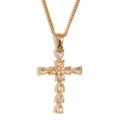 Collana con croce in acciaio inossidabile placcato oro 18K con zirconi bianchi a goccia - Stile Croce in Zircone Bianco a Goccia / Oro