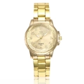 Elegant gold quartz wristwatch for women with alloy steel band and dual hour scale - Gold Case Gold Dial