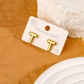 Minimalist 18K gold plated stainless steel stud earrings featuring uppercase letter T - Letter T