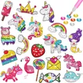 20Pcs 5D DIY diamond painting stickers set for kids with unicorn and mermaid designs - 20Pcs Set