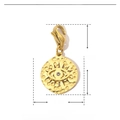 Macro detail of evil eye charm showing 23x12mm dimensions and stainless steel material - YF085-Mini Round Eye Pendant