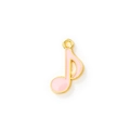 Ciondolo a nota musicale in smalto rosa e lega dorata per gioielli fai da te - Piccolo (13x19mm) / Rosa