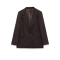 Women's casual loose-fit blazer in dark chocolate brown with classic notched lapels - S / Coffee