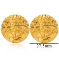 Golden 27.5mm round geometric textured metal pendant for jewelry DIY accessories - Style 4-Round Hammered (3.9g)