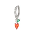 Silver carrot drop earrings with vibrant orange and green zircon stones in hoop design - Silver Carrot