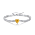 Bracciale tennis in argento 925 con zircone giallo a forma di cuore e catena regolabile - Argento 925 / Argento Placcato Oro Bianco Lunghezza 150+50MM