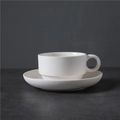 Japanese retro ceramic coffee cup and saucer set in matte white finish - Coffee Cup + Saucer - Frosted White 160ml / Universal