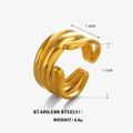18K gold-plated stainless steel chunky multi-layer open ring with wave design - Multi-layer Line Open Style / Gold
