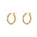 Classic 18K gold plated twisted hoop earrings with elegant textured square wire design - Square Line Twisted Hoop Earrings - Gold - 20mm