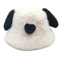 Detalle del sombrero de pescador blanco peludo con orejas largas negras y un corazón - M (56-58cm) / Blanco