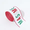 Nastro natalizio largo 6cm con stampa rossa Merry Xmas e trama in peluche bianco - Letter Print / 6cm x 2m
