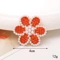 Macro d'une breloque tournesol de 4cm en cristal orange et perles pour bijoux DIY - D1408 Fleur de Perle Orange