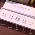 Detail of 5-pair minimalist stud earring set with gold, silver beads and cubic zirconia - Set of 5 Pairs Gold Silver Bead Zirconia Style (NS-11031-12)