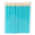50-piece disposable lip brushes with cyan plastic handles and white flocked tips - 50 Pcs/Pack / Blue