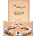 Handmade pink zebra stone beaded bracelet with compass charm and gift card - Compass Braided Pink Stone Style