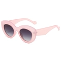 Occhiali da sole ovali rosa traslucidi con lenti grigie sfumate in stile retrò Y2K - Rosa