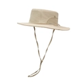 Beige sun hat for hiking with UV protection embroidery and adjustable chin strap - One Size / Light Beige