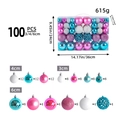 100-piece assorted Christmas balls set in pink, blue and white with various textures - Pink White Blue Mixed