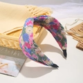 Floral print fabric headband with colorful bow knot design on beige natural background - Floral Knot Rose Red (FK-B180 Rose Red)
