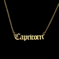 Detailed view of Capricorn gothic letter pendant on a gold stainless steel chain - Capricorn - Gold