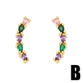 Elegant curved gold earrings with colorful teardrop zircon stones in pink and purple - Style B-Curved Color Zircon
