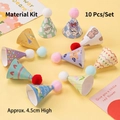 Set of 10 mini DIY party hats with colorful pom-poms for cake toppers, 4.5cm height - Happy Lucky Pom-pom Hat DIY Kit (10 Pcs)