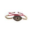 Verstellbares Armband mit blauem Zirkon Auge, rotem gewebtem Seil und Goldperlen - Goldene Perlen Rotes Seil