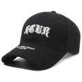 Classic black baseball cap featuring white ACUR 3D embroidery and Youthful Spirit text - Adjustable / Black
