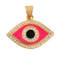Evil eye pendant with pink enamel and white zircon stones in gold-plated finish - Rose Black Enamel CZ M916884-Rose