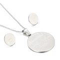 Titanium steel mother necklace and earrings set with circular mama engravings and icons - Engraved Round Disc Style (KS78788-K)