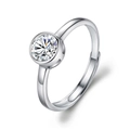 Adjustable silver ring with round brilliant cut moissanite in a classic bezel setting - Classic Bubble 1 Carat / Adjustable Open