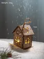 Leuchtendes 7cm Holz-Weihnachtshaus mit Schneeflocken-Ausschnitt und Hanfseil-Hänger - Mini Schneeflocke