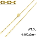 2mm thin 18k gold plated stainless steel cross chain necklace with lobster clasp, 450mm length - 2mm / 45cm