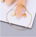 Cavigliera a catena serpente in oro rosa 18K con barra verticale e marchio K18 - Cavigliera / Oro