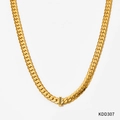 Golden cuban link necklace with black gemstone inlay and metallic polished finish - Gold Necklace with Black Stone (KDD307)
