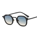 Square metal polygon sunglasses featuring black frame and blue-yellow gradient lenses - C7 Black Frame Gradient Green Tea Lenses