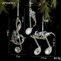 Ornements de notes de musique en acrylique irisé avec gouttes de cristal pour sapin - Lot de 3 Notes de Musique Iridescentes