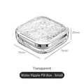 Portable small square clear pill box with water ripple texture and silver metal trim - Small / Clear