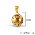 Detailed view of a 22mm golden football pendant showing its 24.1g weight and texture - QZ05-Football-Gold