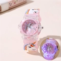 Orologio luminoso a LED rosa per bambini con motivo a unicorno e cinturino in silicone - Rosa