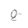 Classic silver titanium steel hoop earrings, 16mm diameter with 2.5mm thickness - 2.5*16mm Silver (Single)
