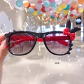 Kids heart bow sunglasses with black ears and red polka dot pattern frame - Black Rabbit Ears