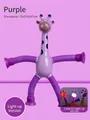 Purple telescopic giraffe robot toy with glowing LED limbs and suction cups, 15x18.5cm - Purple Giraffe (LED Light)
