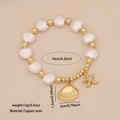 Beaded faux pearl bracelet with golden starfish and shell charms, 18K gold plated - Shell Starfish Style (5#)