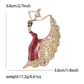 Elegant gold alloy dancing girl brooch with red enamel and sparkling rhinestones - Red