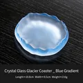 Blue gradient glacier textured crystal glass saucer with dimensions 10.8cm by 9.5cm - Gradient Blue (Mat)