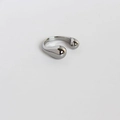 Minimalist adjustable open ring in silver finish with polished water drop shape ends - Adjustable Open / White Gold
